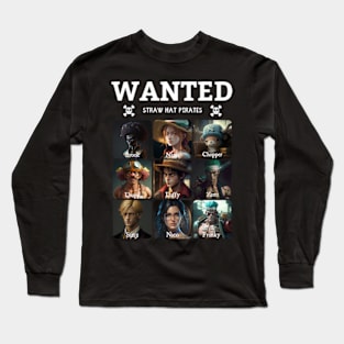 Straw Hat Pirates - Wanted (minimal text) Long Sleeve T-Shirt